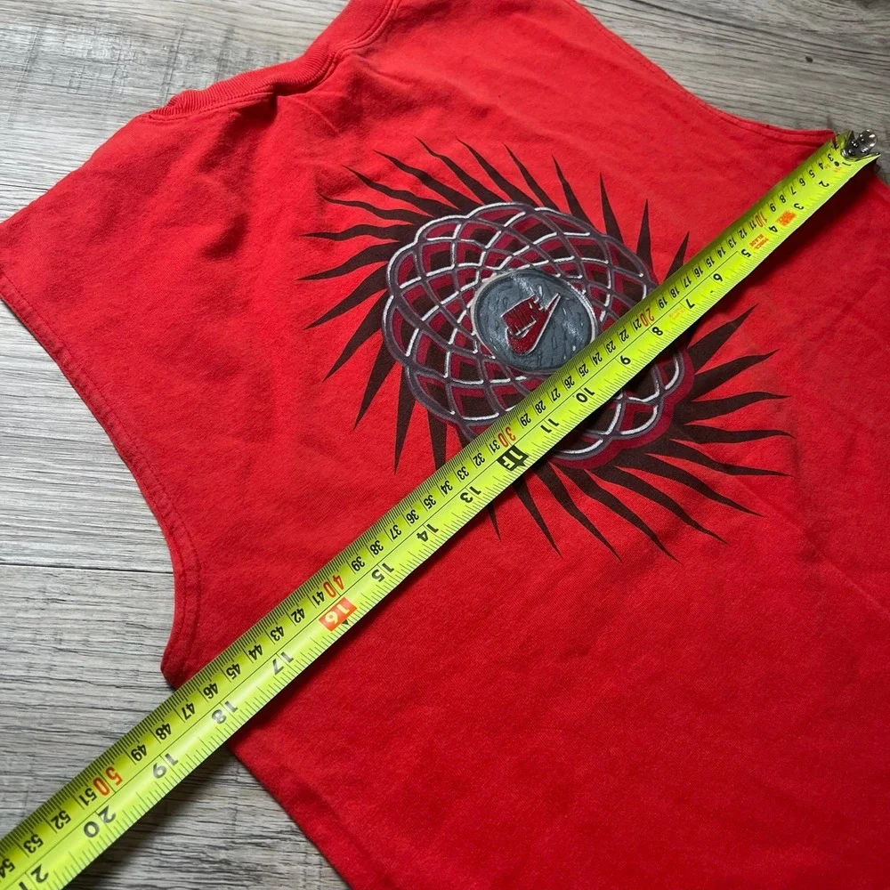 Nike Sleeveless Graphic Tee Boys L 14-16 Red Cotton‎ Muscle Shirt Y2K Sportswear
